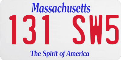 MA license plate 131SW5