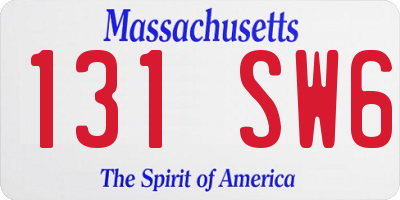 MA license plate 131SW6