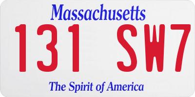 MA license plate 131SW7