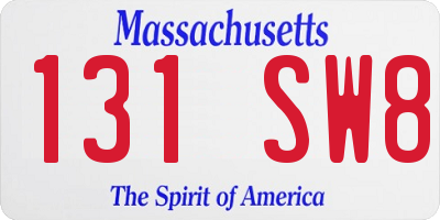 MA license plate 131SW8