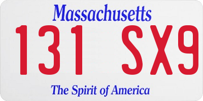 MA license plate 131SX9