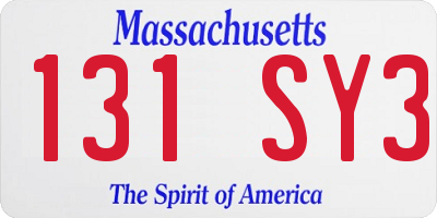 MA license plate 131SY3