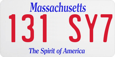MA license plate 131SY7