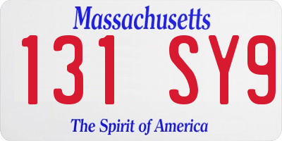 MA license plate 131SY9