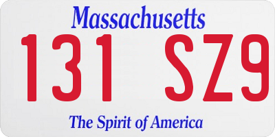 MA license plate 131SZ9