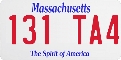 MA license plate 131TA4