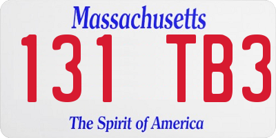 MA license plate 131TB3