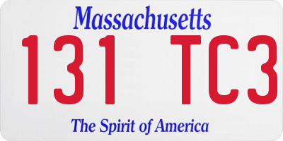 MA license plate 131TC3