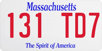 MA license plate 131TD7