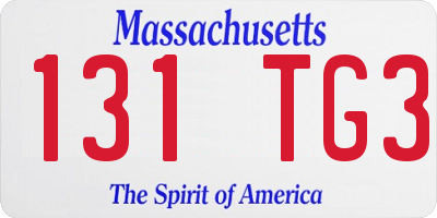 MA license plate 131TG3
