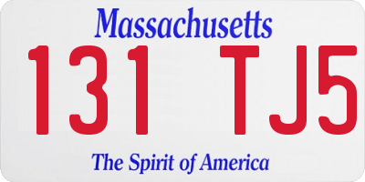 MA license plate 131TJ5