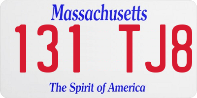 MA license plate 131TJ8
