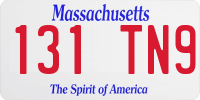 MA license plate 131TN9