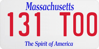 MA license plate 131TO0