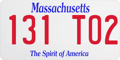 MA license plate 131TO2