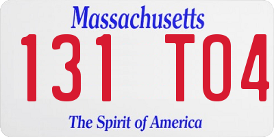 MA license plate 131TO4