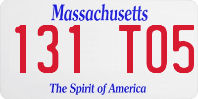 MA license plate 131TO5