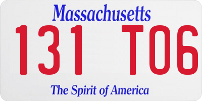 MA license plate 131TO6