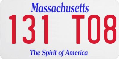 MA license plate 131TO8