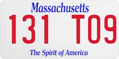 MA license plate 131TO9