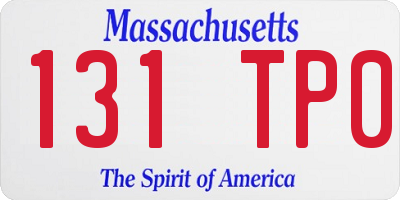MA license plate 131TP0