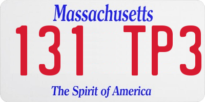 MA license plate 131TP3