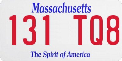 MA license plate 131TQ8