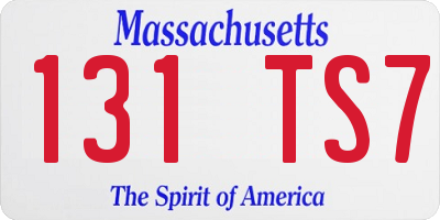 MA license plate 131TS7