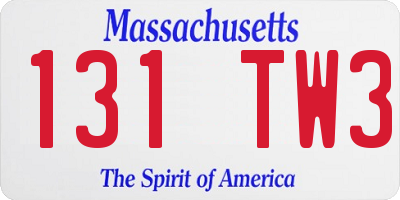 MA license plate 131TW3