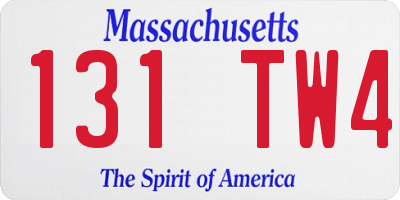MA license plate 131TW4