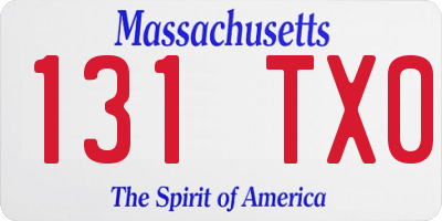 MA license plate 131TX0