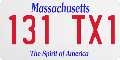 MA license plate 131TX1