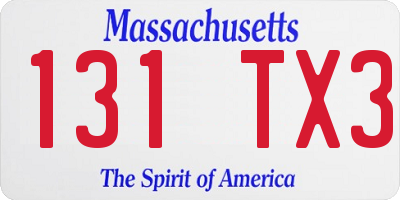 MA license plate 131TX3