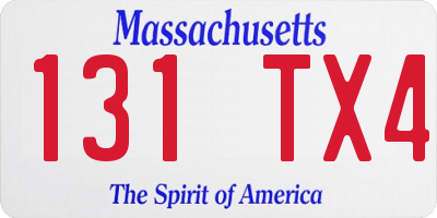 MA license plate 131TX4