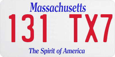 MA license plate 131TX7