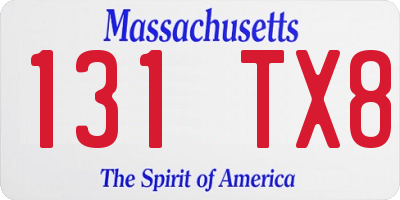 MA license plate 131TX8