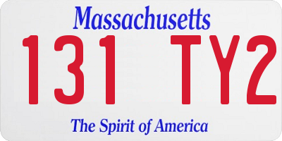 MA license plate 131TY2