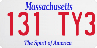 MA license plate 131TY3