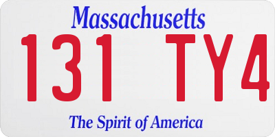 MA license plate 131TY4
