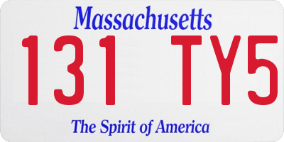 MA license plate 131TY5
