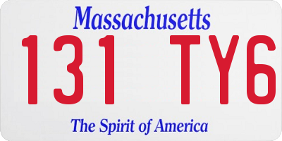 MA license plate 131TY6