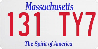 MA license plate 131TY7