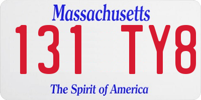MA license plate 131TY8