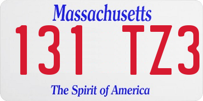 MA license plate 131TZ3