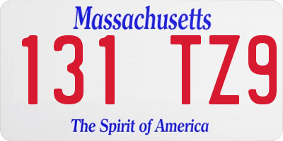 MA license plate 131TZ9