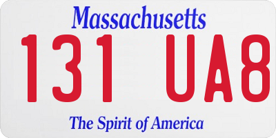 MA license plate 131UA8