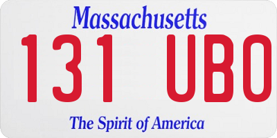 MA license plate 131UB0