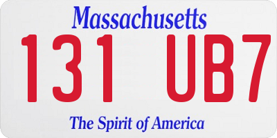 MA license plate 131UB7