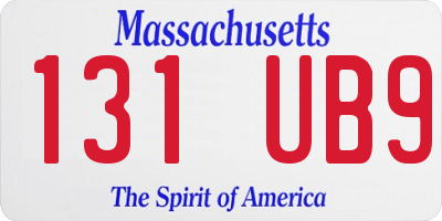 MA license plate 131UB9