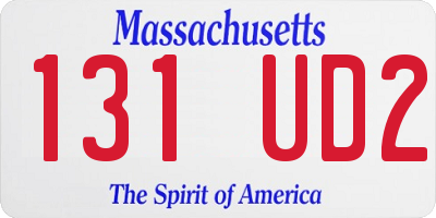 MA license plate 131UD2